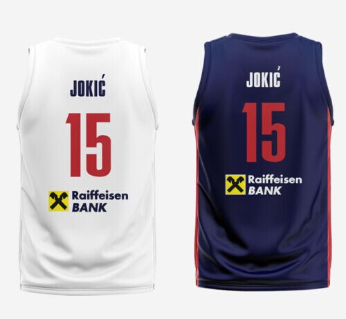 Neu Jokic #15 Team Srbija Basketball Trikot Serbien individuell weiß blau - Bild 1 von 2