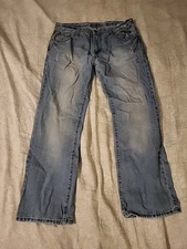 CARBON Jeans Men’s 34x30 Boot Cut Distressed Faded Blue Denim