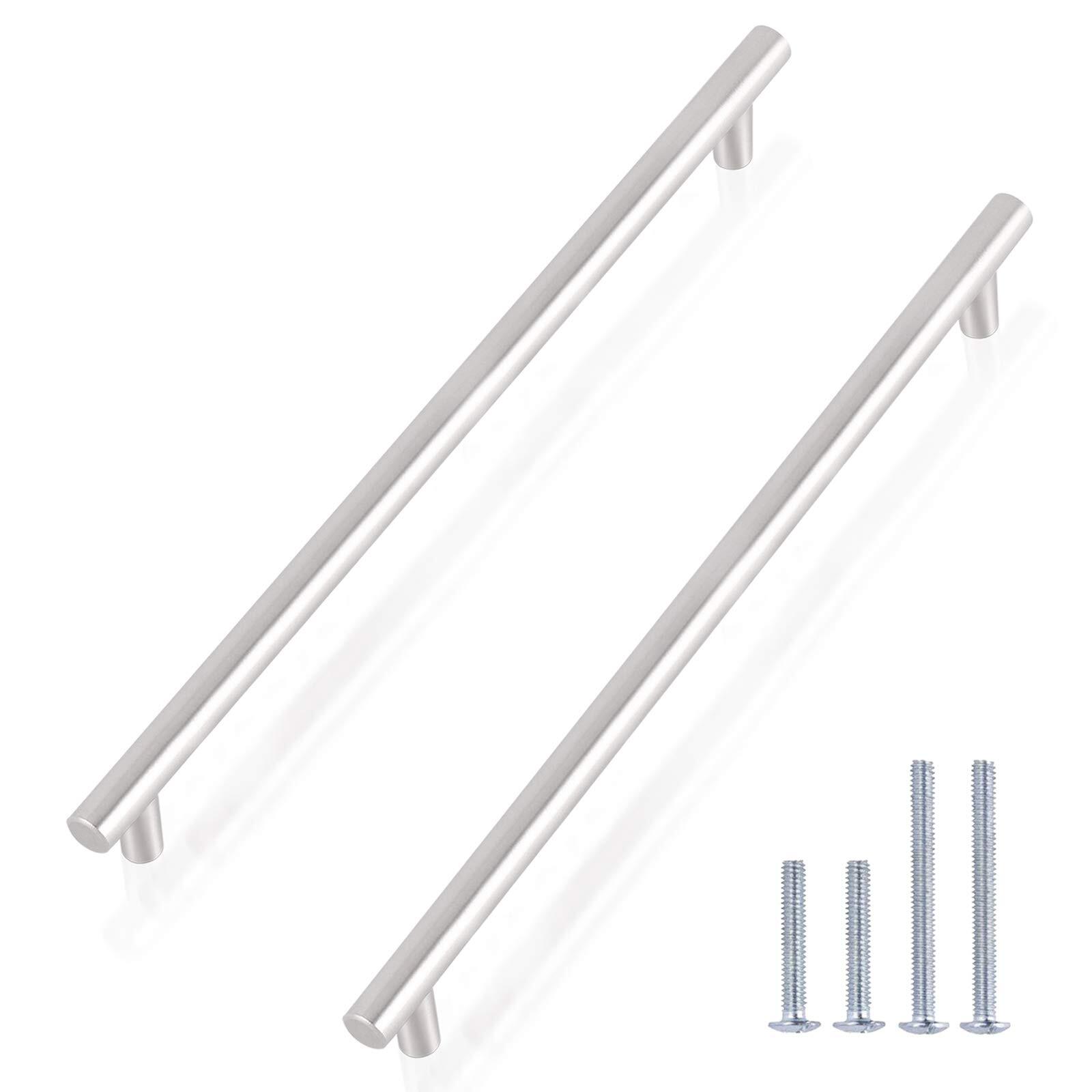 Brushed Nickel Cabinet Handles 10 inch Hole Centers, T Bar Modern Drawer Pull...