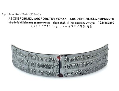 No.670-8C Sans Serif Bold Type Shuttle for Varityper Typewriter Hammond Vtg