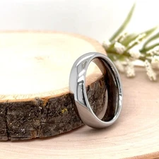 5.5MM Silver Tungsten Wedding Band High Polished Edges Christmas Gift Men Ring