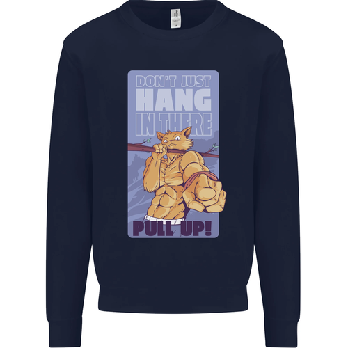 Pull Up Funny Cat Gym Training Kids Sweatshirt Jumper - Picture 90 of 97