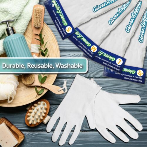 6 Pairs (12 Gloves) 100% Cotton White Coin Jewelry Silver Inspection Gloves - M - Picture 2 of 12