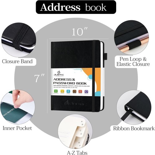 Address Book with Alphabetical Tabs Hardcover Password Keeper and Telephone Book - Picture 3 of 6