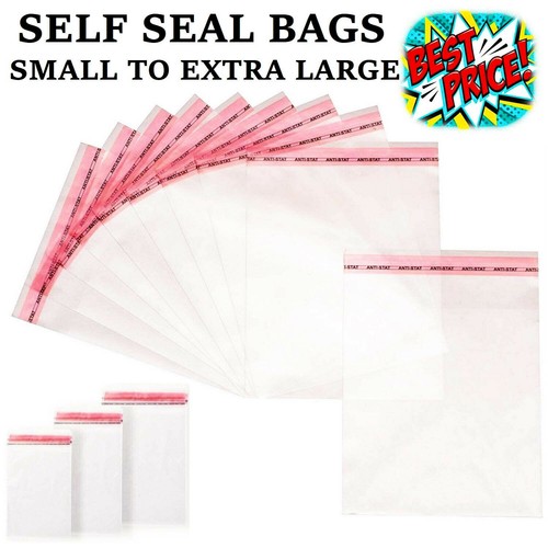CLEAR CELLOPHANE BAGS SMALL LARGE SELF SEAL CELLO GIFT WAX SWEET PARTY FOR CARDS - Picture 23 of 24