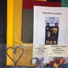 Heartfelt Summer Wool Felt Penny Rug Kit 6 1/2  x 8 1/2  