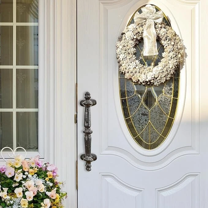 2 manijas de puerta grandes de hierro fundido rústicas de alta resistencia para puerta de jardín cobertizo granero tirador 9,5 Foto 3 de 4