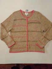 Christopher Banks Cardigan Women's Size Large Knitted Hand Embroidered Floral...