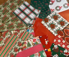 VINTAGE Christmas Wrapping Paper Lot Retro Xmas Holiday Gift Wrap