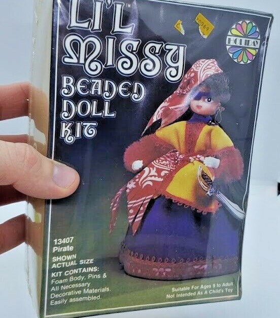 Walco PIRATE Sword Girl Rag Li'l Missy Beaded Doll Vtg Ornament Kit