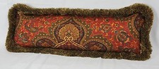 Brush Fringed Accent Pillow made w Ralph Lauren Equestrian Paisley Fabric 24x8