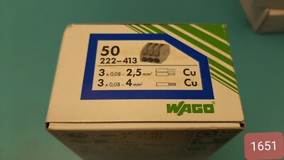 50PCS GENUINE WAGO 3 PORT LEVER NUTS 222-413 CAGE CLAMP BRAND NEW!