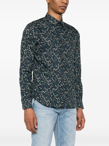 NEW Paul Smith Navy Fall Flowers Floral Print Cotton Shirt Sz 15.5 NWT $295 - Picture 4 of 16