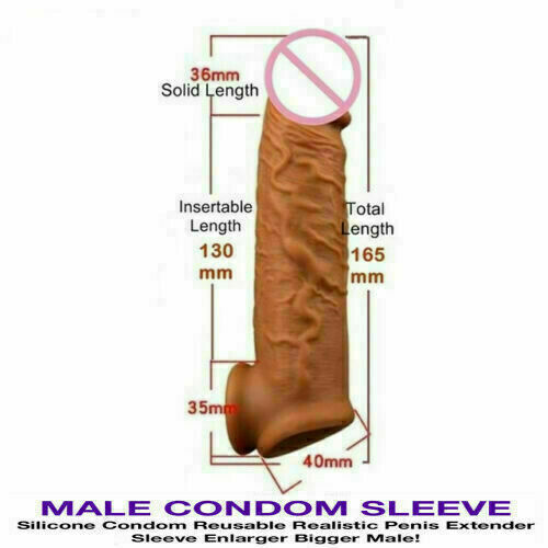 Male Cock-Girth-Enlarger-Enhancer-Penis-Extension-Extender-Sheath-Sleeve-Men Big - Bild 5 von 13