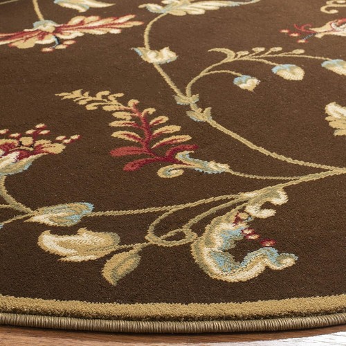 Stain Resistant 5'3" Round Floral Area Rug - Traditional Design for Living Room - Picture 6 of 8