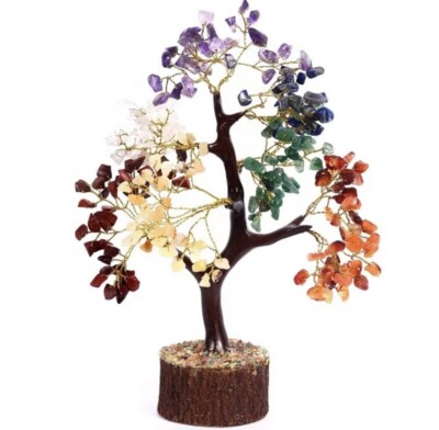 Handgefertigter 7 Chakra Kristall Heilbaum, Reiki, Feng Shui Lebensbaum 300 Chip