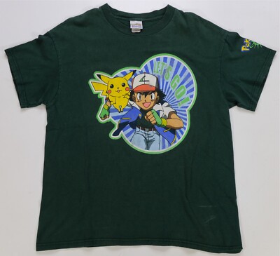 Rare Vintage NINTENDO Pokemon Ash Ketchum Pikachu Let s Go T Shirt 90s Youth XL