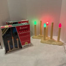 Vintage Beacon 3 Light Electric Window Candle Candolier with Wax Drip