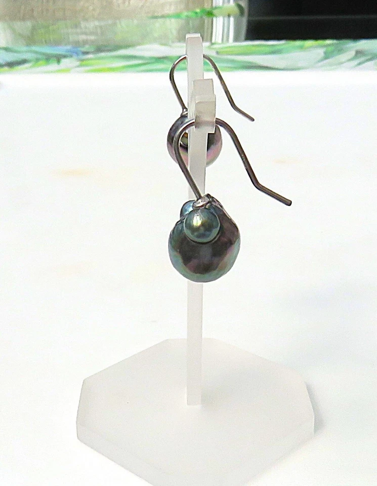 Tahiti Perlen Ohrringe Perlenohrringe Unikat Perlen Ohrringe handgefertigt 5394 - Bild 4 von 4