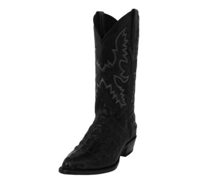 Mens Cowboy Boots Black Western Alligator Back Print Genuine Leather J Toe