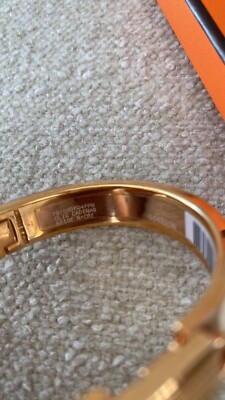 Hermes rose gold clic cadenas bangle bracelet in beige nacre