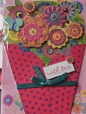 PAPYRUS BIRTHDAY CARD FLOWER BOUQUET- FOR YOU 3D FLORAL