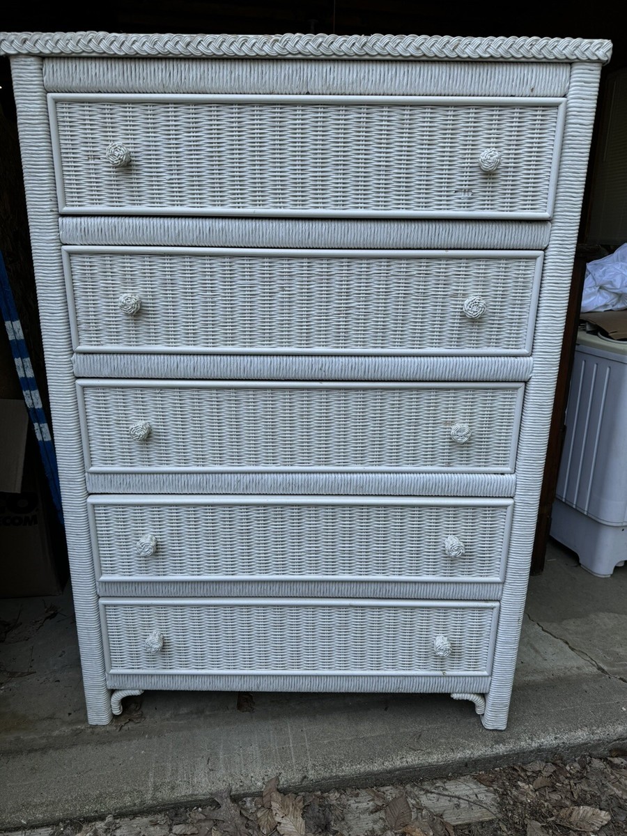 grey wicker dresser Modern 6 Drawer Dresser Rattan, Dressers for Bedroom, Chest of Drawers –  LGHM main image 0