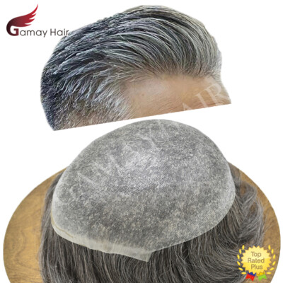 Mens Toupee Hairpiece 0.08mm Thin Skin V-Loop Front Hair System Unit Wig for Men