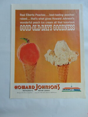 1964 HOWARD JOHNSON'S Peach Ice Cream vintage print ad
