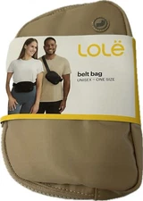 Lole Unisex Belt Bag, One Size, Tan, 3 Mesh Storage Compartments, Key Clip.