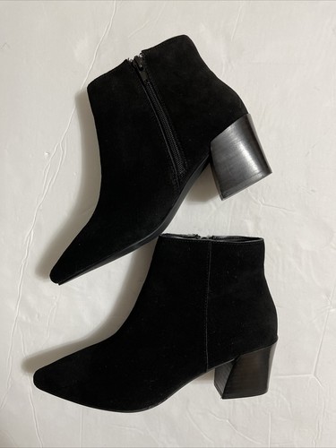 Stacked Heel Booties Boots Black 