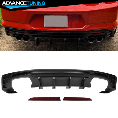 For 14-15 Camaro 6th ZL1 Style Rear Bumper Conversion& 3PC Diffuser w/ Reflector - Picture 2 of 11