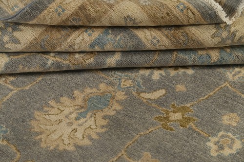 Gemüsefarbstoff gedämpft Blumenmuster Oushak-Chobi orientalischer Bereich Teppich Wolle handgeknüpft 9x12 - Bild 18 von 22