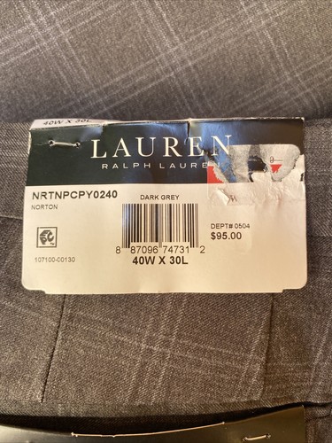 Pantalones Ralph Lauren Calce Clásico Plisados Frontal a Cuadros UltraFlex Grises 40X29 0051 - Imagen 4 de 11