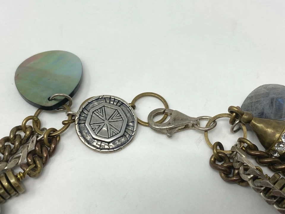 Pulsera SILPADA Retirada Jardín Fiesta 925 Plata Labradorita Pirita Concha B3215 Foto 3 de 4