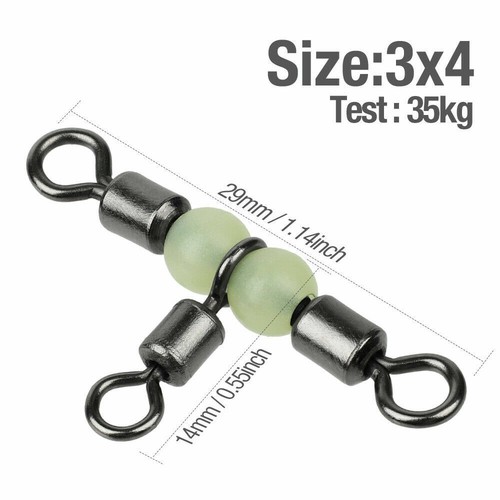 3-Way Fishing Swivel T-Turn Connector Swivels Bass Luminous Beads 20-200 Pcs - Bild 13 von 16