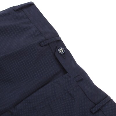 PT01 NWT Flat Front Dress Pants Size 52 36 US Blue Small Pattern Wool Blend