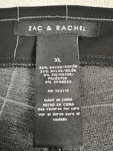 Zac and Rachel pantaloni donna XL pull-on nero/bianco check slim fit gamba affusolata - Foto 4 di 8
