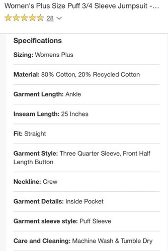 (2X)- Universal Thread Women's Puff 3/4 Sleeve Jumpsuit - Blue Star - Picture 10 of 12