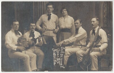 1909 Folk Music Quartet and Female Vocalist from Vienna, Austria - REAL PHOTO
