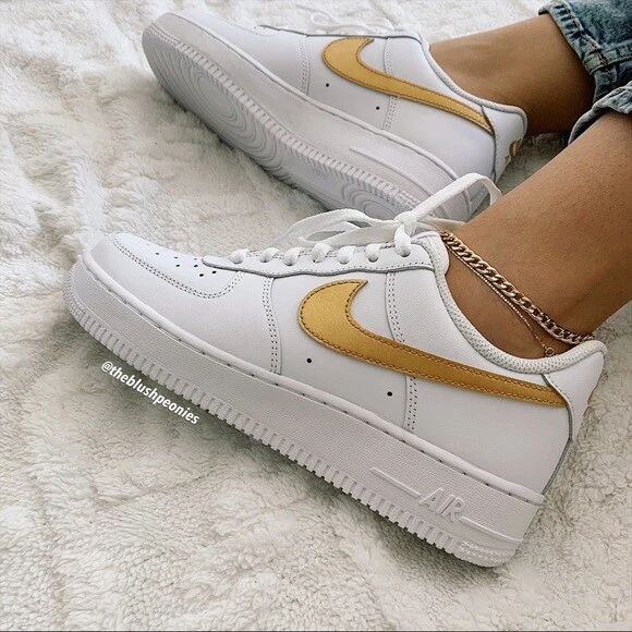 Nike Air Force 1 Low Custom Gold AF1 Unisex Shoes for Men Women | eBay