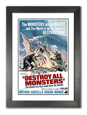 Destroy All Monsters Japanese Kaiju Film Poster Vintage Advert Stars Picture 
