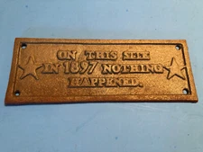 Cast Iron, 1897 Historical Wall Plaque, Unfinished, Man Cave, Farmhouse Decor