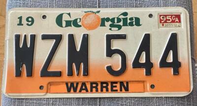 Georgia 1995 WARREN COUNTY License Plate # WZM 544 | eBay