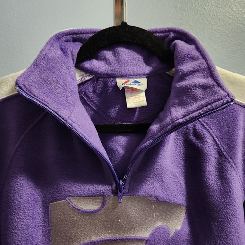 Pullover vintage Majestic Kansas State Wildcats polar 1/4 cremallera para mujer XS/S púrpura - Imagen 10 de 18