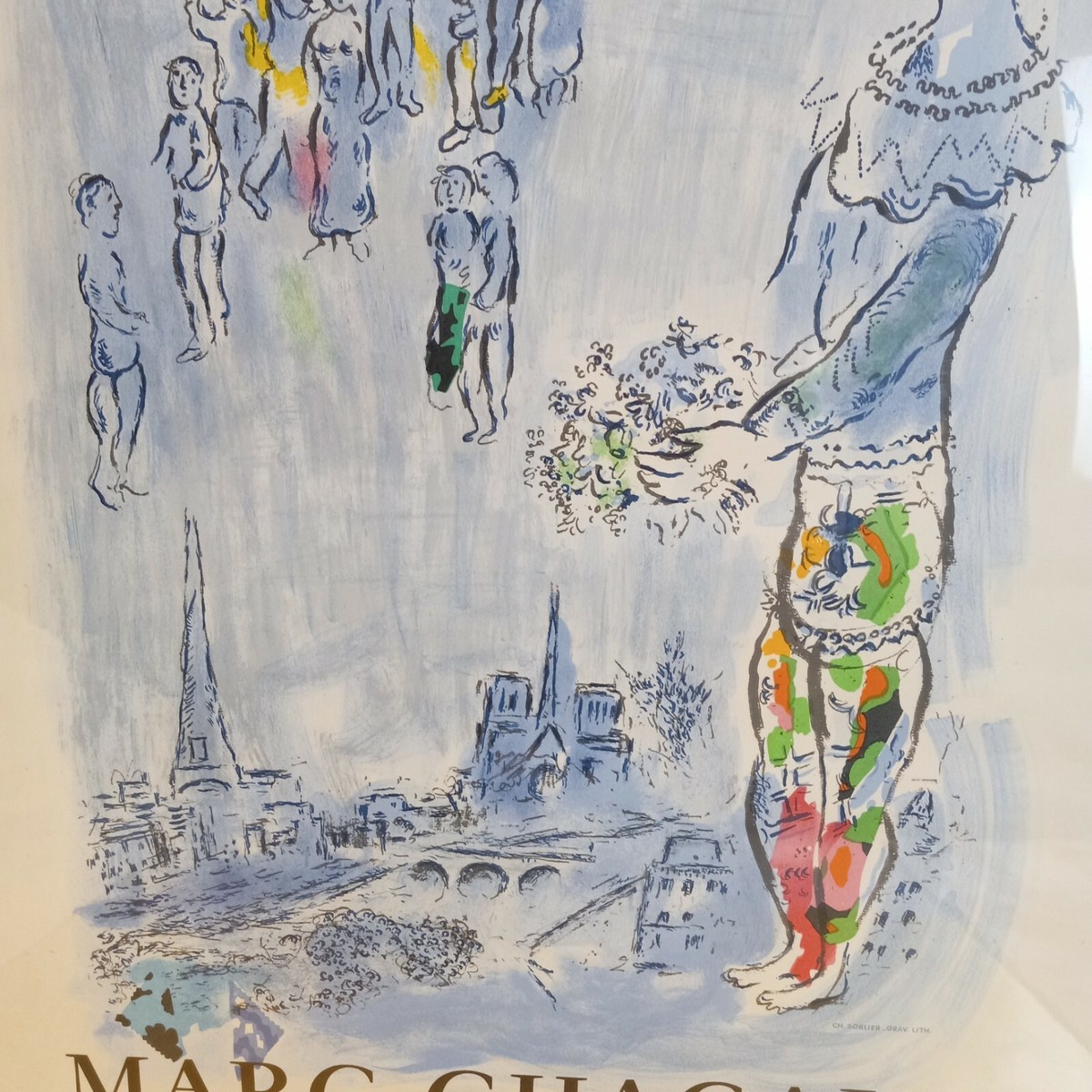 CH.SORLIER GRAV.LITA 20号 MARC CHAGALL FRAMED LITHOGRAPH THE MAGICIAN OF PARIS CH