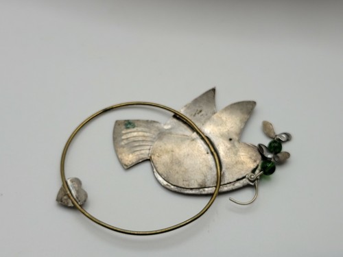 Vintage Metal Handmade Handcrafted Art Love Bird Heart Beads Crafts - Picture 3 of 6