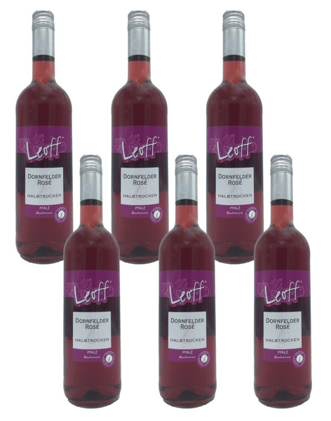 6X Leoff Dornfelder Rosewein Halbtrocken QBA QualitäTswein Pfalz 10,5% - 0,75L-image