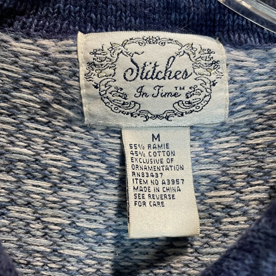 Cárdigan de vacaciones Stitches in Time cremallera nieve novedad tejido suéter con cuentas talla mediana Foto 3 de 4