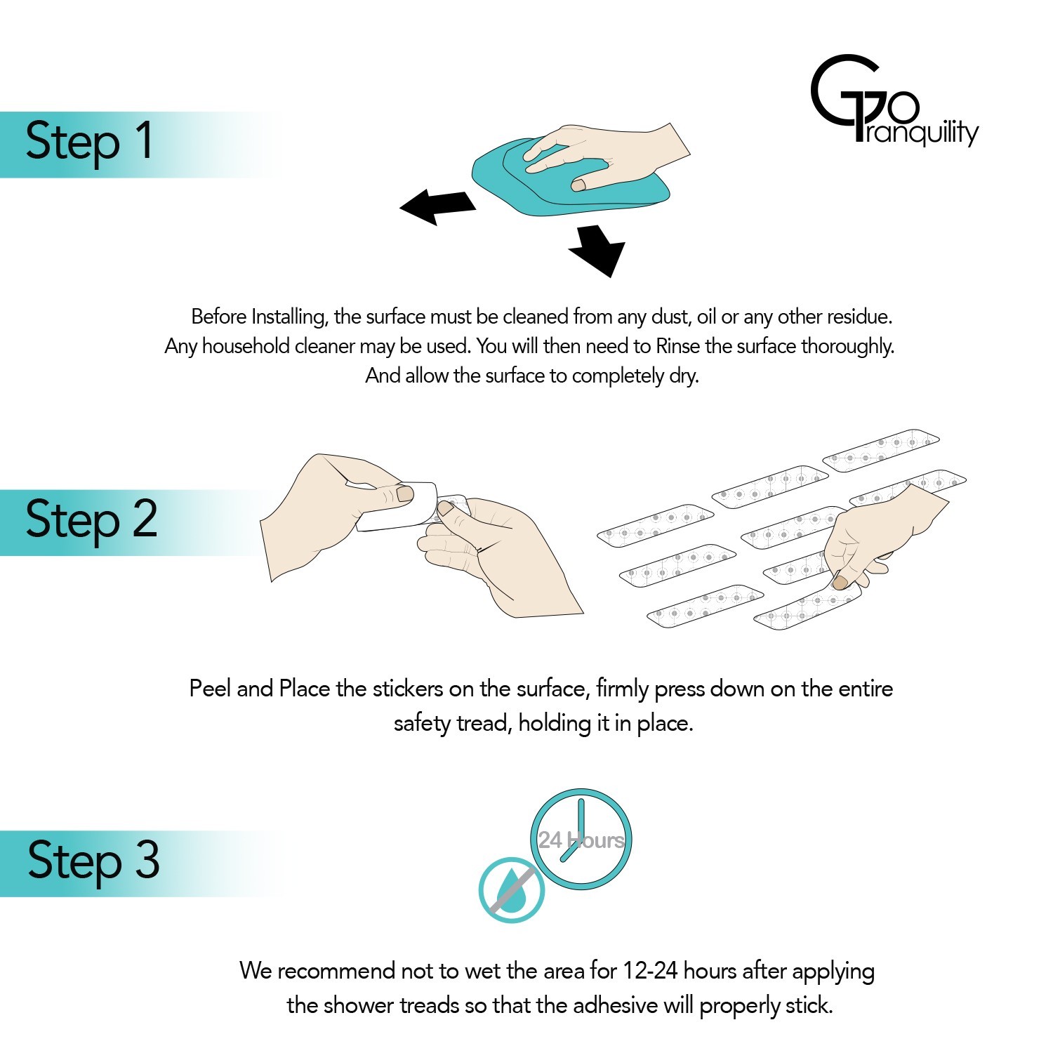 NonSlip Safety Traction Stickers Treads for Shower & Bathtubs Anti